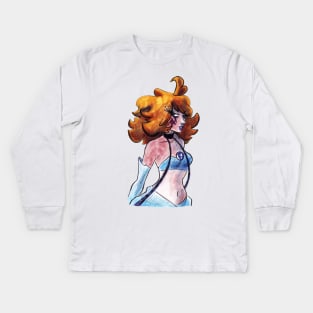 Watercolor Girl Kids Long Sleeve T-Shirt